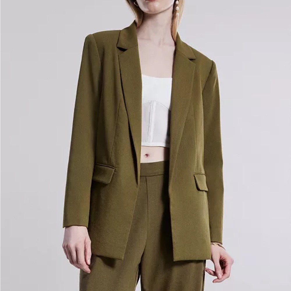Women's Washed Twill Open Front Blazer